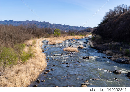 川のある春の風景 長野県を流れる千曲川　a-1 140332841