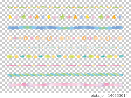 かわいい水彩の飾り線9点セット 140333014