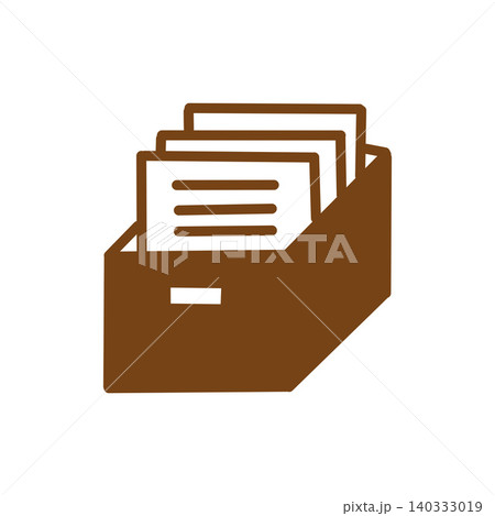 書類や資料を入れるための茶色いフォルダボックスのアイコン素材 書類や資料を入れるための茶色いフォルダボックスのアイコン素材 140333019