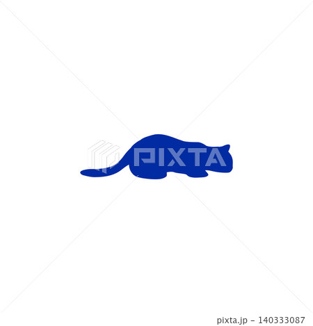 青い猫のシルエットイラスト・シンプル・ミニマル・動物素材 140333087