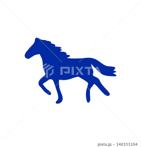 青い馬のシルエットイラスト、疾走感あふれる躍動的なポーズ、白背景 青い馬のシルエットイラスト、疾走感あふれる躍動的なポーズ、白背景 140333104