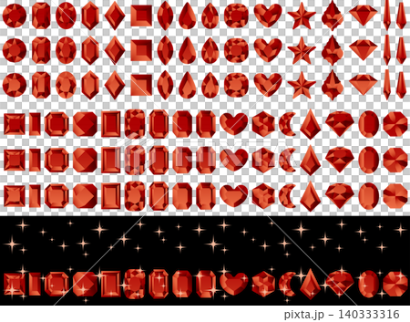 切割玻璃套裝，10件紅色 140333316