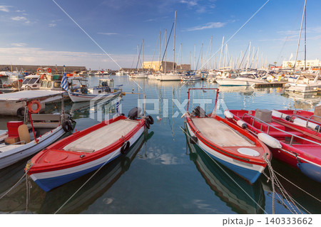 Fishing Boats Moored in Heraklion Marina on Crete Island Greece Fishing Boats Moored in Heraklion Marina on Crete Island Greece 140333662