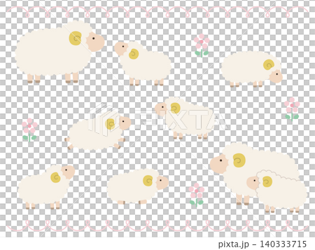 Cute sheep vector illustration set. Zodiac sign, Year of the Sheep, sheep, icon, New Year's card 140333715