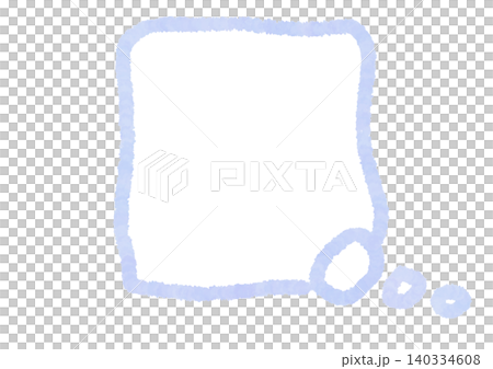 A simple frame with a light blue border. A speech bubble drawn with crayons. A simple frame with a light blue border. A speech bubble drawn with crayons. 140334608