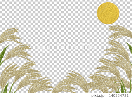 [Pampas Grass and Moon Horizontal Frame] Hand Embroidery Illustration Material 140334721