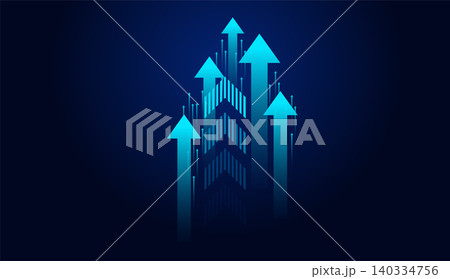 The Arrows up trend groups with mini dots on dark background, blue arrow represents strong upward momentum, symbolizing business vector illustration The Arrows up trend groups with mini dots on dark background, blue arrow represents strong upward momentum, symbolizing business vector illustration 140334756