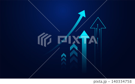 The Arrows up trend groups with mini dots on dark background, blue arrow represents strong upward momentum, symbolizing business vector illustration The Arrows up trend groups with mini dots on dark background, blue arrow represents strong upward momentum, symbolizing business vector illustration 140334758