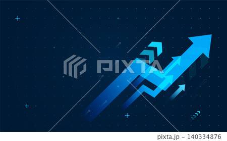 The Arrows up trend groups with mini dots on dark background, blue arrow represents strong upward momentum, symbolizing business vector illustration The Arrows up trend groups with mini dots on dark background, blue arrow represents strong upward momentum, symbolizing business vector illustration 140334876