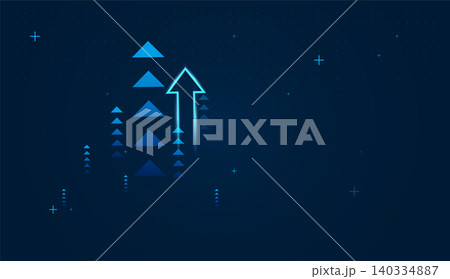 The Arrows up trend groups with mini dots on dark background, blue arrow represents strong upward momentum, symbolizing business vector illustration The Arrows up trend groups with mini dots on dark background, blue arrow represents strong upward momentum, symbolizing business vector illustration 140334887