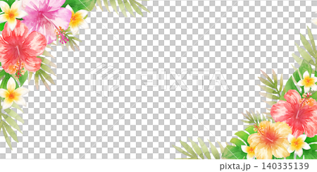 水彩熱帶植物畫框 水彩熱帶植物畫框 140335139