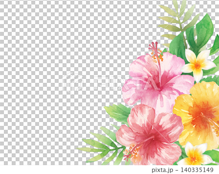 水彩熱帶植物畫框 水彩熱帶植物畫框 140335149