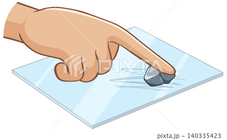 Vector Illustration of Hand Testing Glass Hardness with a Sharp Rock 140335423