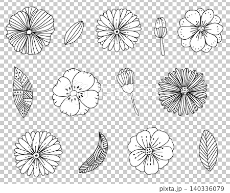 線條藝術花卉插畫 線條藝術花卉插畫 140336079