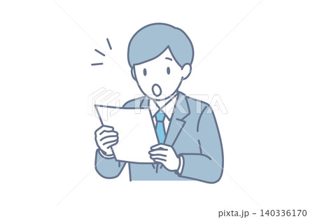 書類を見て驚く会社員のイラスト 書類を見て驚く会社員のイラスト 140336170