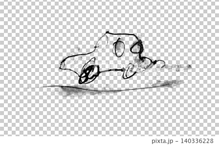 [Transparent Background] Ink painting of a car speeding along 140336228