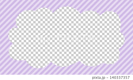 Hand-drawn style fluffy cloud-shaped frame (lavender diagonal stripe with transparent space) Hand-drawn style fluffy cloud-shaped frame (lavender diagonal stripe with transparent space) 140337357