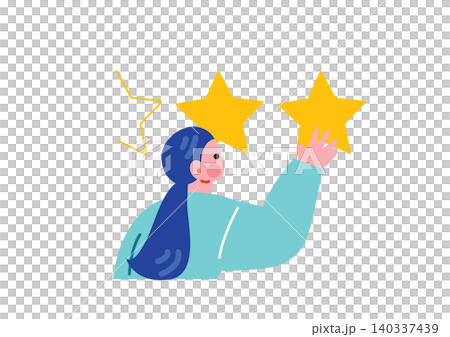 插圖描繪了一位女性發布評論的場景。 插圖描繪了一位女性發布評論的場景。 140337439