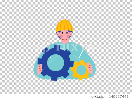 歯車を組み合わせる男性のイラスト 歯車を組み合わせる男性のイラスト 140337441
