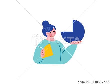 グラフを解析する女性のイラスト グラフを解析する女性のイラスト 140337443