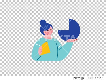グラフを解析する女性のイラスト グラフを解析する女性のイラスト 140337443