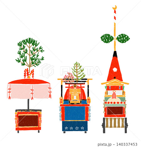祇園祭 四条傘鉾・油天神山・月鉾 祇園祭 四条傘鉾・油天神山・月鉾 140337453
