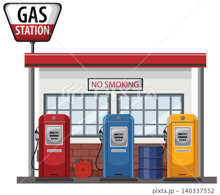 Retro Gas Station Vector Illustration Retro Gas Station Vector Illustration 140337552