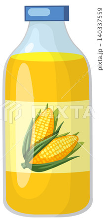 Corn Oil Bottle with Yellow Label Vector Illustration 140337559