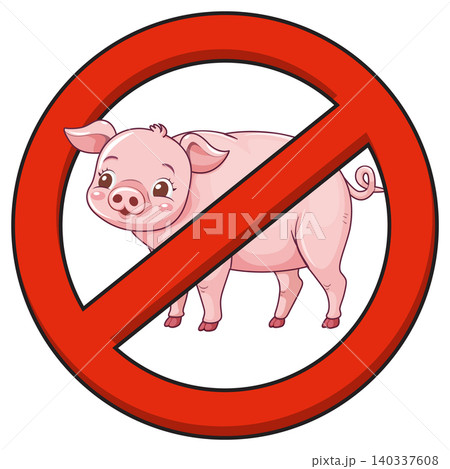 No Pigs Allowed Cartoon Vector Sign 140337608