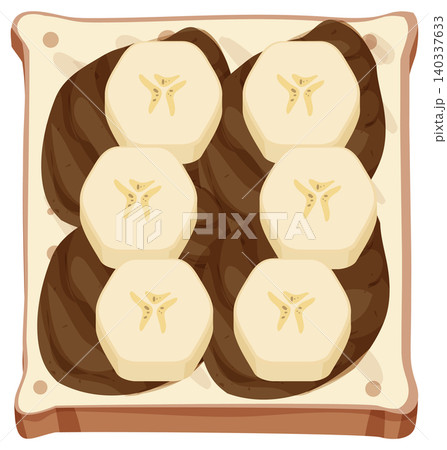 Banana Slices on Chocolate Spread Toast Vector Illustration Banana Slices on Chocolate Spread Toast Vector Illustration 140337633