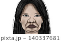 マスク詐欺・マスク美人の現実（素顔のイラスト / 2枚セット・比較用） 140337681