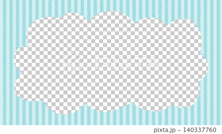 Hand-drawn style fluffy cloud-shaped frame (soda blue vertical stripes, transparent) Light blue Hand-drawn style fluffy cloud-shaped frame (soda blue vertical stripes, transparent) Light blue 140337760