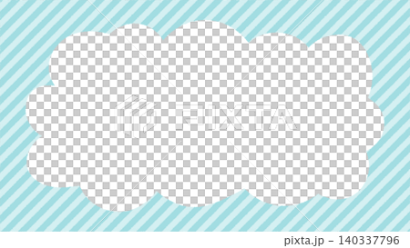 Hand-drawn style fluffy cloud-shaped frame (soda diagonal stripe with transparent space) 140337796