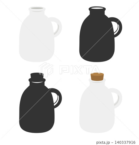 レトロな取っ手付き牛乳瓶のイラスト・シルエットの俯瞰素材 レトロな取っ手付き牛乳瓶のイラスト・シルエットの俯瞰素材 140337916