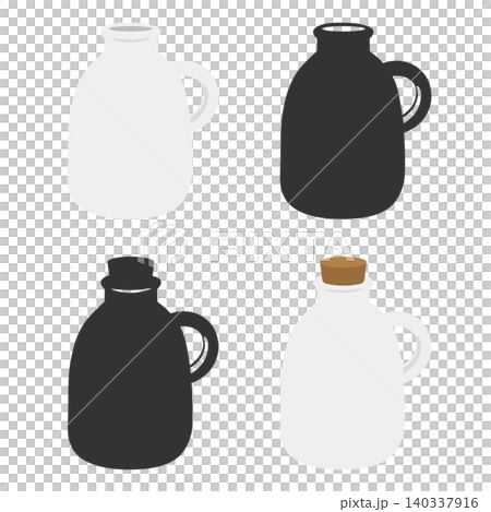 レトロな取っ手付き牛乳瓶のイラスト・シルエットの俯瞰素材 レトロな取っ手付き牛乳瓶のイラスト・シルエットの俯瞰素材 140337916