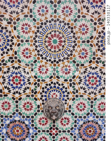 Moroccan Islamic mosaic tiles in Marrakesh, Morocco Moroccan Islamic mosaic tiles in Marrakesh, Morocco 140338117