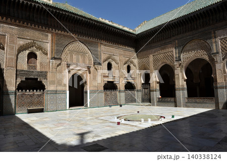 Inner courtyard of Bou Inania Madrasa. Fez, Morocco 140338124