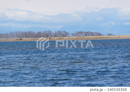 春の野付半島先端の風景 140338308
