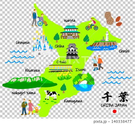 千葉旅遊:手繪旅遊景點和遊客的扁平化插畫 千葉旅遊:手繪旅遊景點和遊客的扁平化插畫 140338477