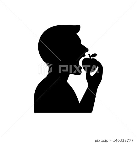 Man Biting Red Apple Icon Man Biting Red Apple Icon 140338777