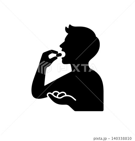 Man Taking Medicine Pill Icon Man Taking Medicine Pill Icon 140338810