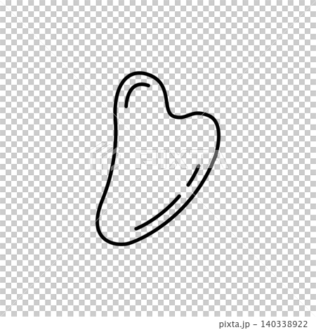 A clean black and white outline icon of a gua sha massage stone. Ideal for skincare routine guides, beauty blogs, and facial massage treatment content. A clean black and white outline icon of a gua sha massage stone. Ideal for skincare routine guides, beauty blogs, and facial massage treatment content. 140338922