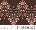 Vector seamless horizontal border with tracery wildflowers. Decorative frieze with poppies. Folk art blooming flowers 140339104