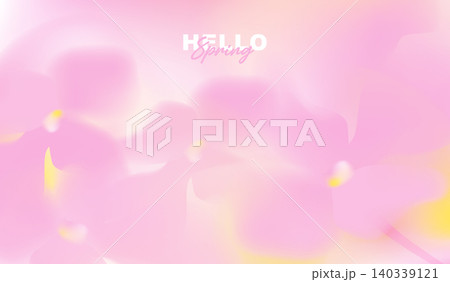 Hello spring greeting card vector background with copy space, abstract minimal soft pink yellow fluid gradient blur, dreamy romantic orchid blossom flower blooming for seasonal beauty banner design. Hello spring greeting card vector background with copy space, abstract minimal soft pink yellow fluid gradient blur, dreamy romantic orchid blossom flower blooming for seasonal beauty banner design. 140339121