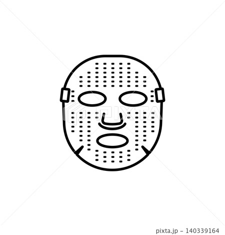 A minimalist line art icon representing an LED light therapy facial mask for advanced skin rejuvenation. Perfect for aesthetic clinics, modern beauty salons, and tech-beauty content. A minimalist line art icon representing an LED light therapy facial mask for advanced skin rejuvenation. Perfect for aesthetic clinics, modern beauty salons, and tech-beauty content. 140339164