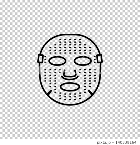 A minimalist line art icon representing an LED light therapy facial mask for advanced skin rejuvenation. Perfect for aesthetic clinics, modern beauty salons, and tech-beauty content. A minimalist line art icon representing an LED light therapy facial mask for advanced skin rejuvenation. Perfect for aesthetic clinics, modern beauty salons, and tech-beauty content. 140339164