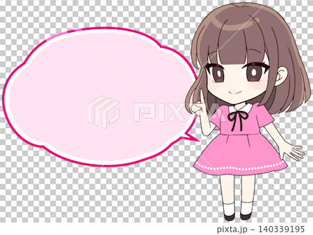 女孩指著(對話框) - 漫畫,動畫 女孩指著(對話框) - 漫畫,動畫 140339195