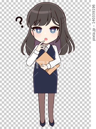 A long-haired office lady who is thinking A long-haired office lady who is thinking 140339196