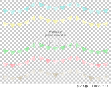 A set of cute and stylish watercolor flag garland illustrations, perfect for decorating events and sales. A set of cute and stylish watercolor flag garland illustrations, perfect for decorating events and sales. 140339523