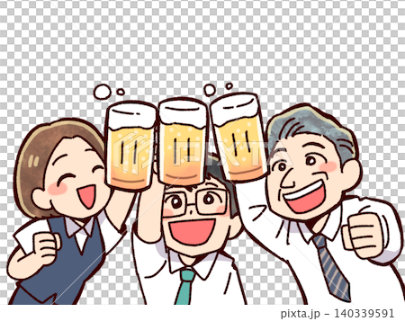 ビールで乾杯するサラリーマンたち ビールで乾杯するサラリーマンたち 140339591